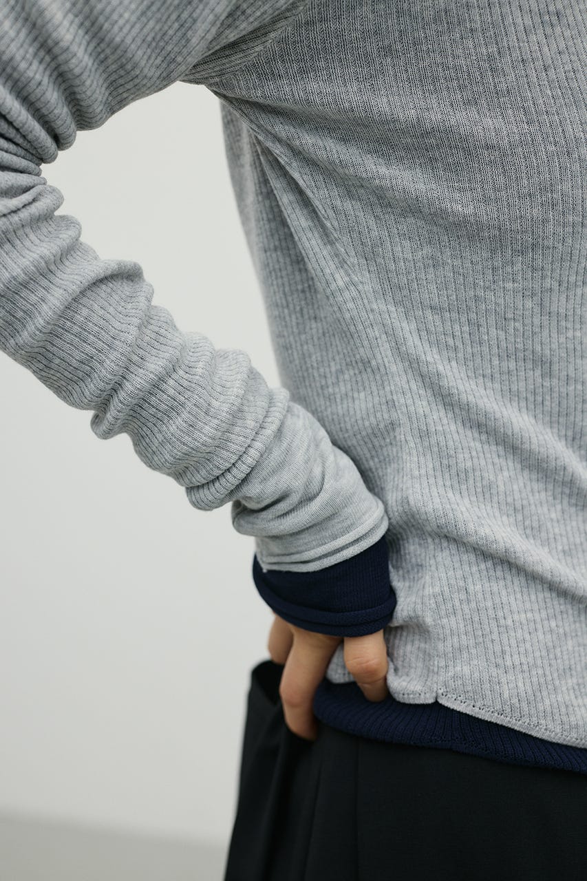 ヘンリーネックシアーニット L/GRY FREE