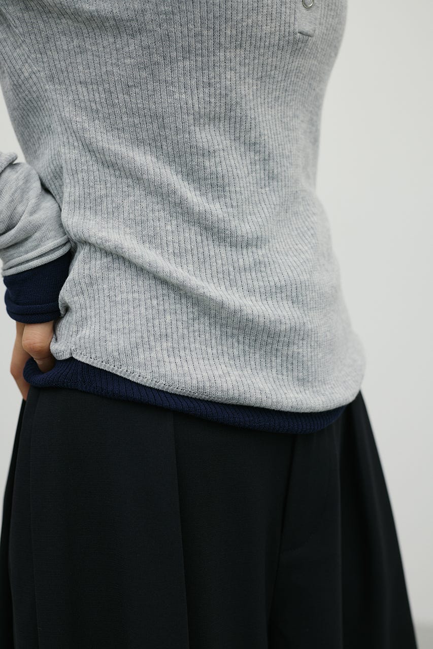 ヘンリーネックシアーニット L/GRY FREE
