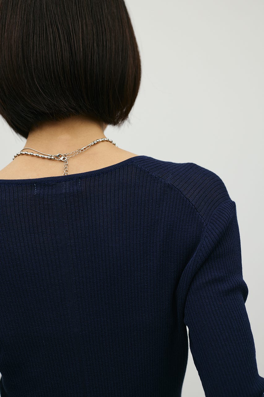 ヘンリーネックシアーニット NVY FREE