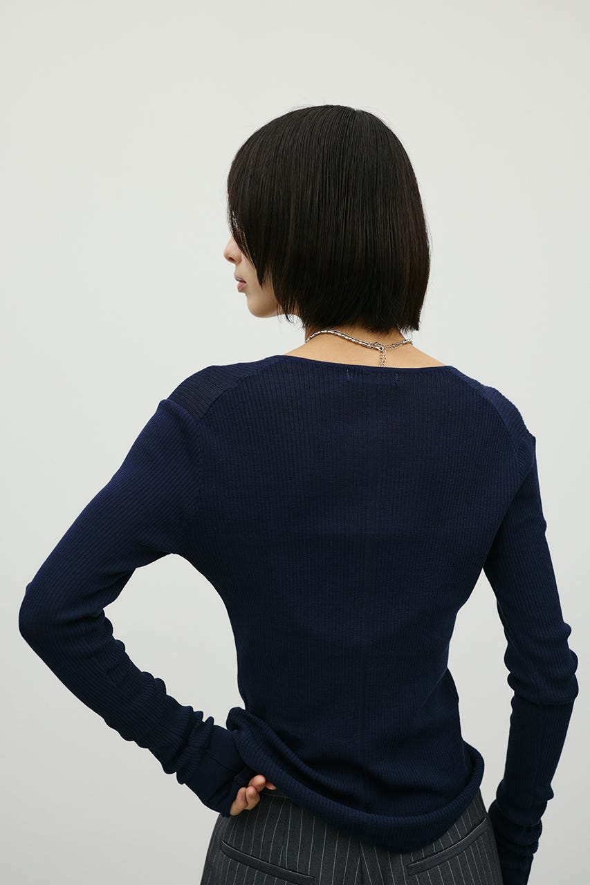 ヘンリーネックシアーニット NVY FREE