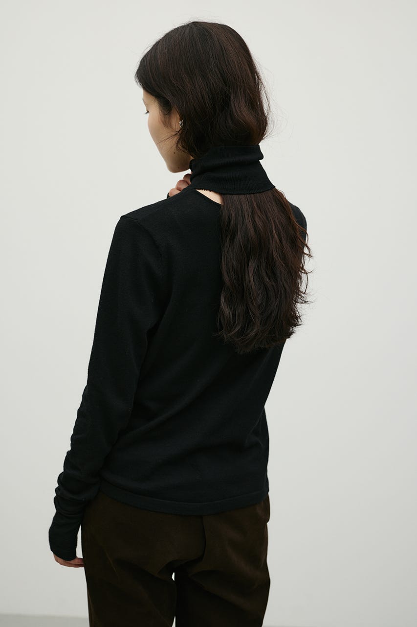 ウォッシャブル2WAYハイネックニット BLK FREE