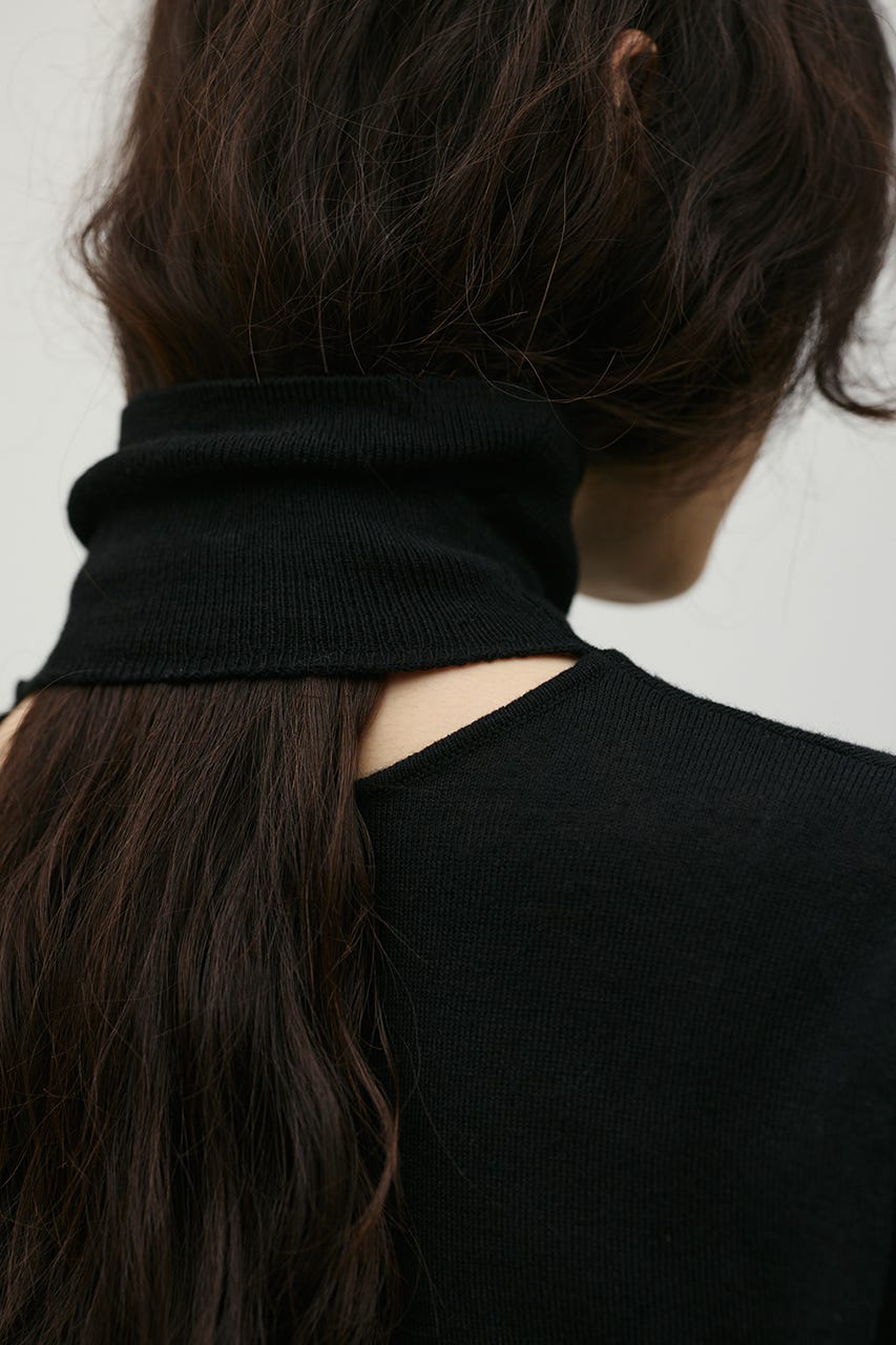 ウォッシャブル2WAYハイネックニット BLK FREE
