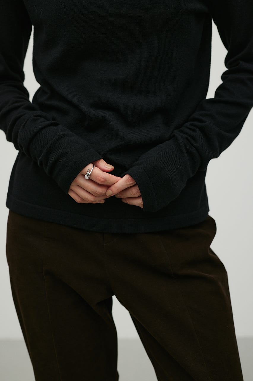 ウォッシャブル2WAYハイネックニット BLK FREE
