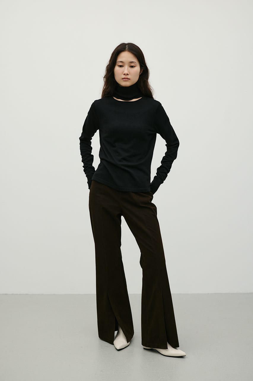 ウォッシャブル2WAYハイネックニット BLK FREE