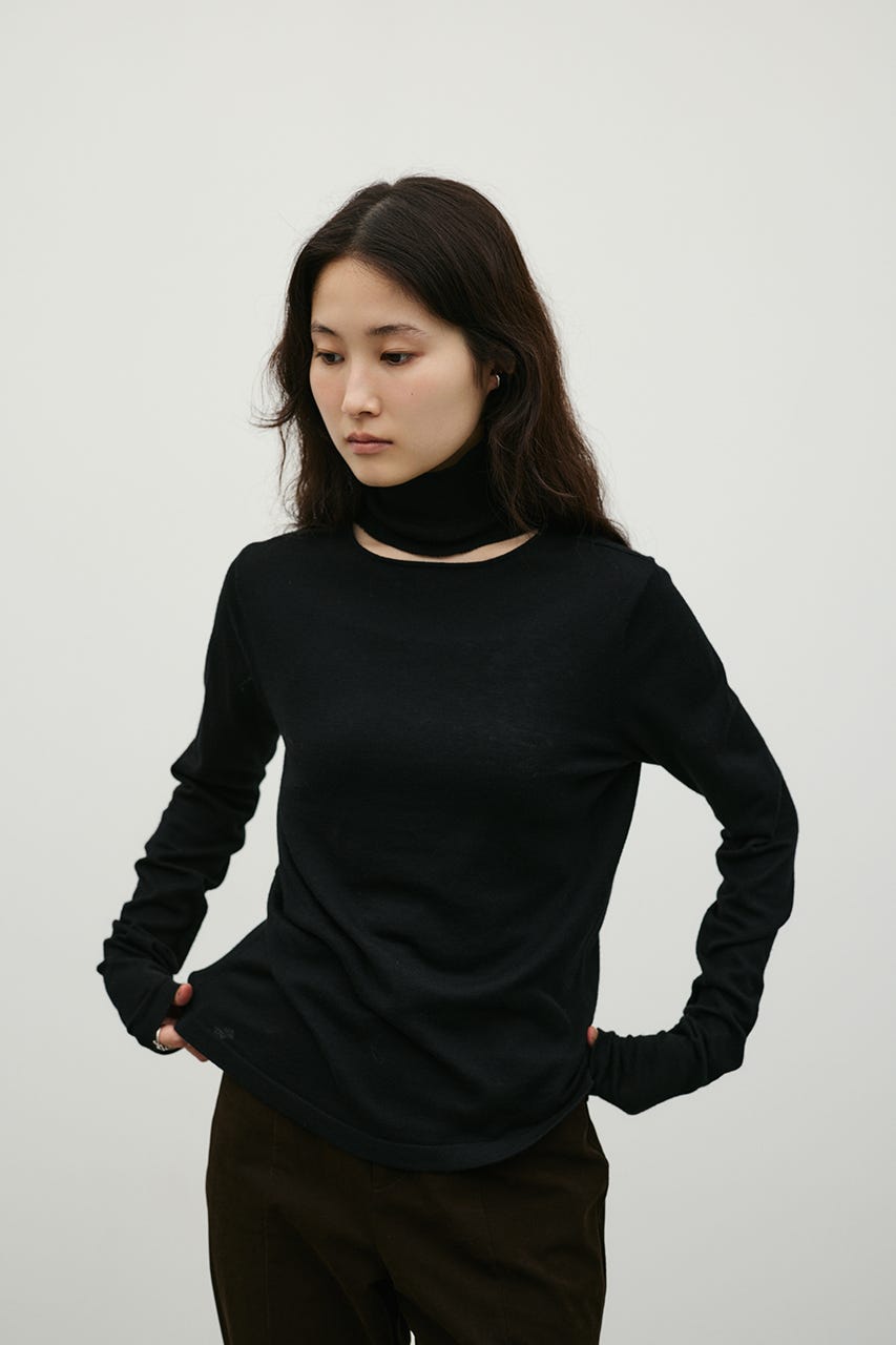 ウォッシャブル2WAYハイネックニット BLK FREE