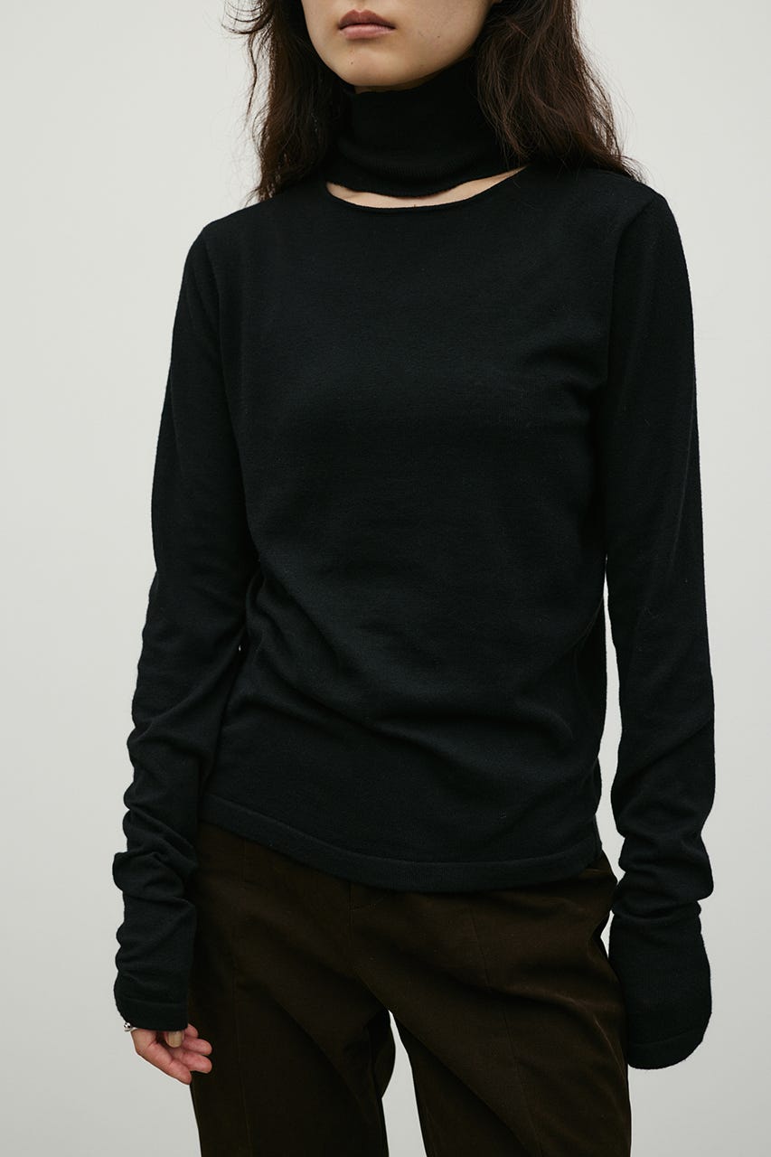 ウォッシャブル2WAYハイネックニット BLK FREE