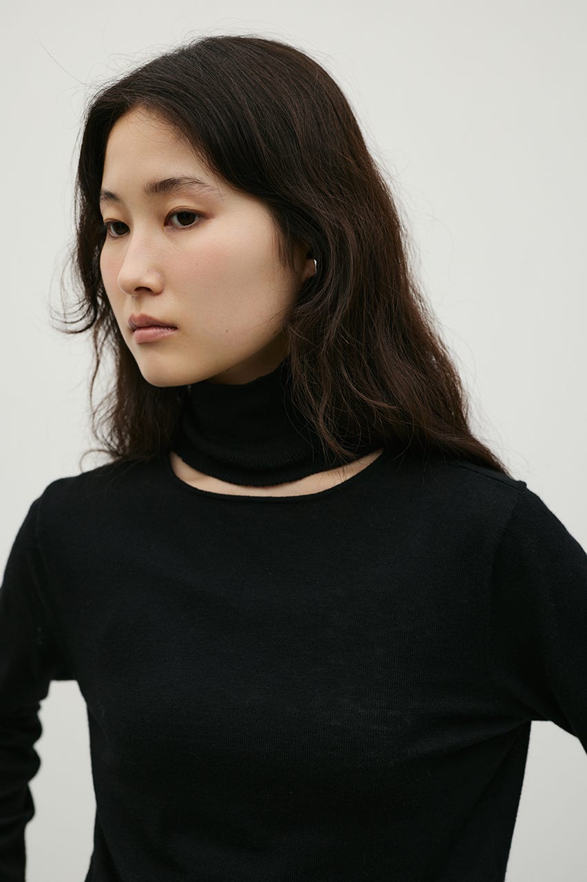 ウォッシャブル2WAYハイネックニット BLK FREE