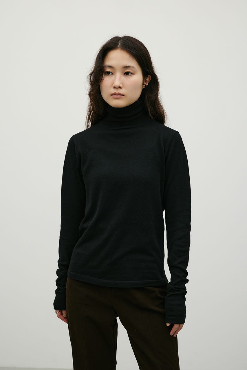 ウォッシャブル2WAYハイネックニット BLK FREE