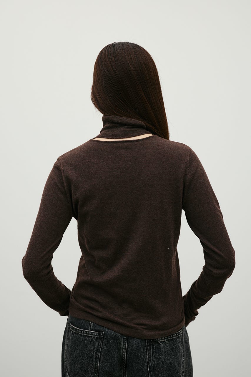 ウォッシャブル2WAYハイネックニット BRN FREE