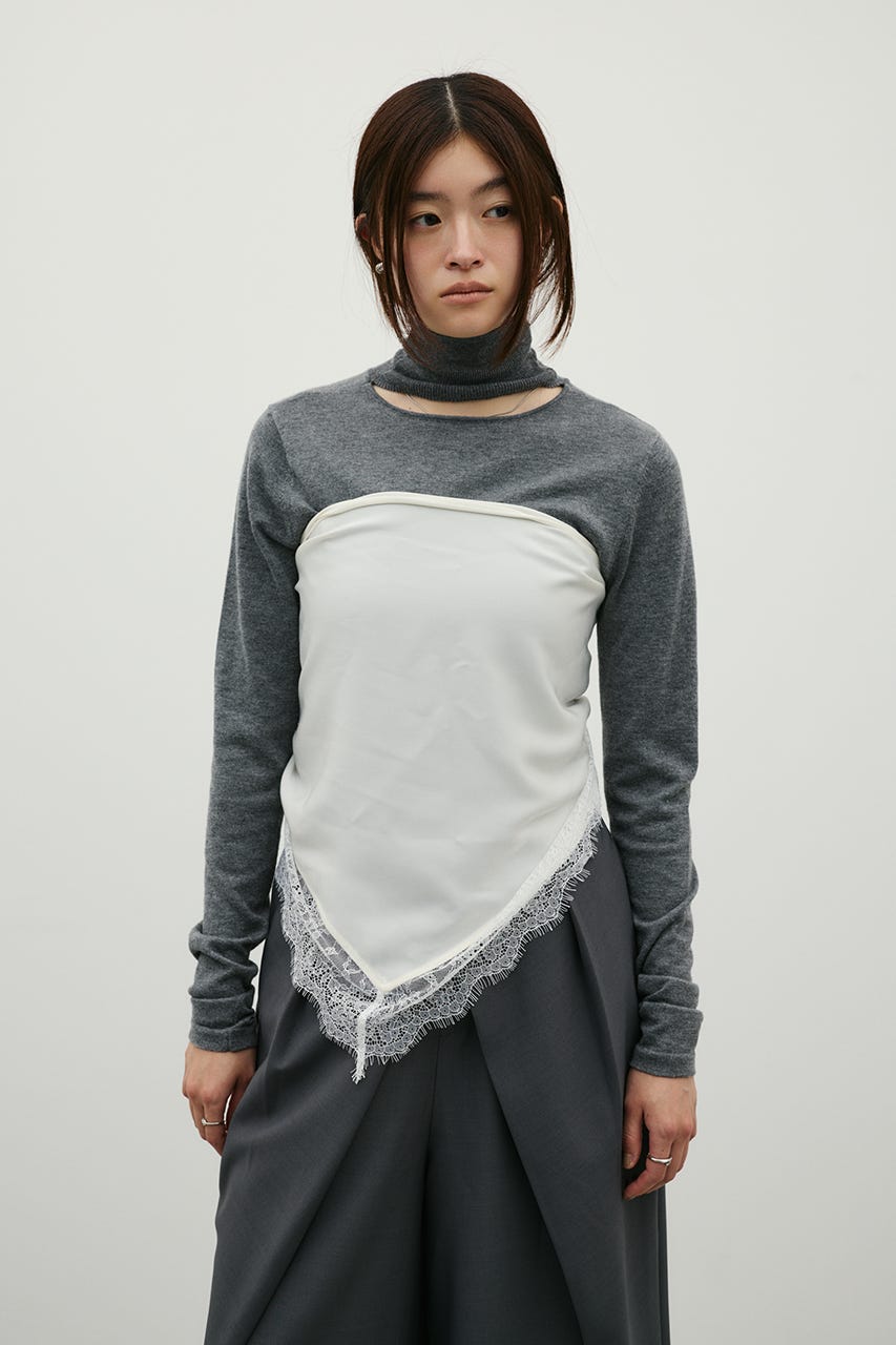 ウォッシャブル2WAYハイネックニット GRY FREE