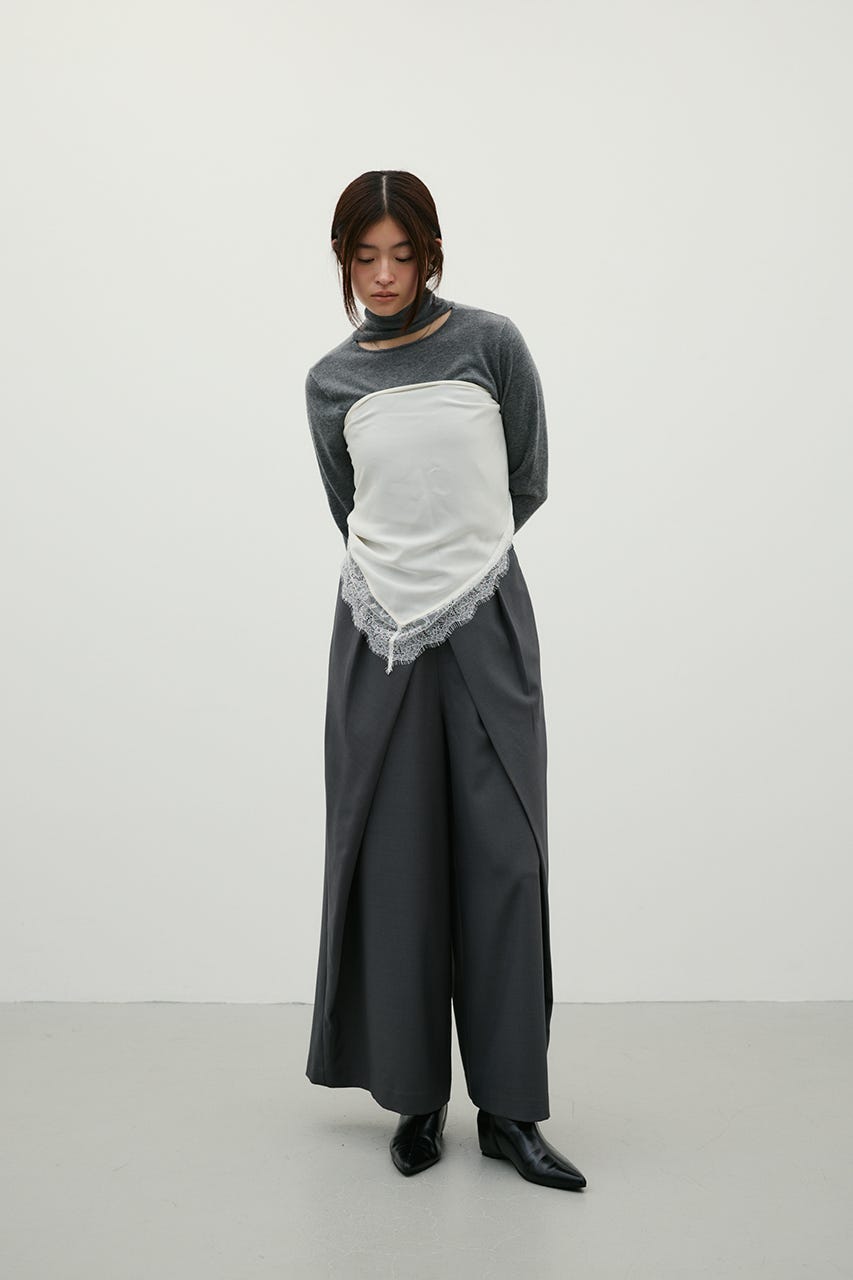 ウォッシャブル2WAYハイネックニット GRY FREE