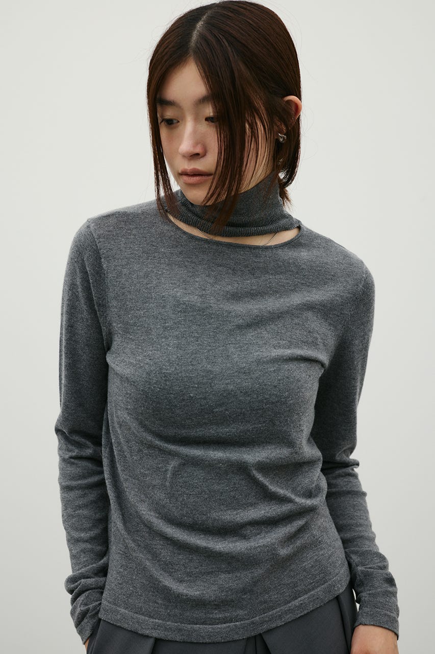 ウォッシャブル2WAYハイネックニット GRY FREE
