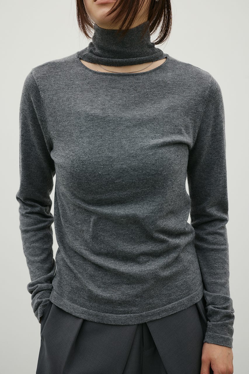 ウォッシャブル2WAYハイネックニット GRY FREE