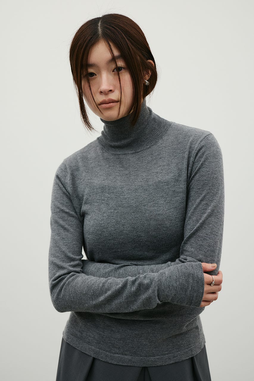 ウォッシャブル2WAYハイネックニット GRY FREE