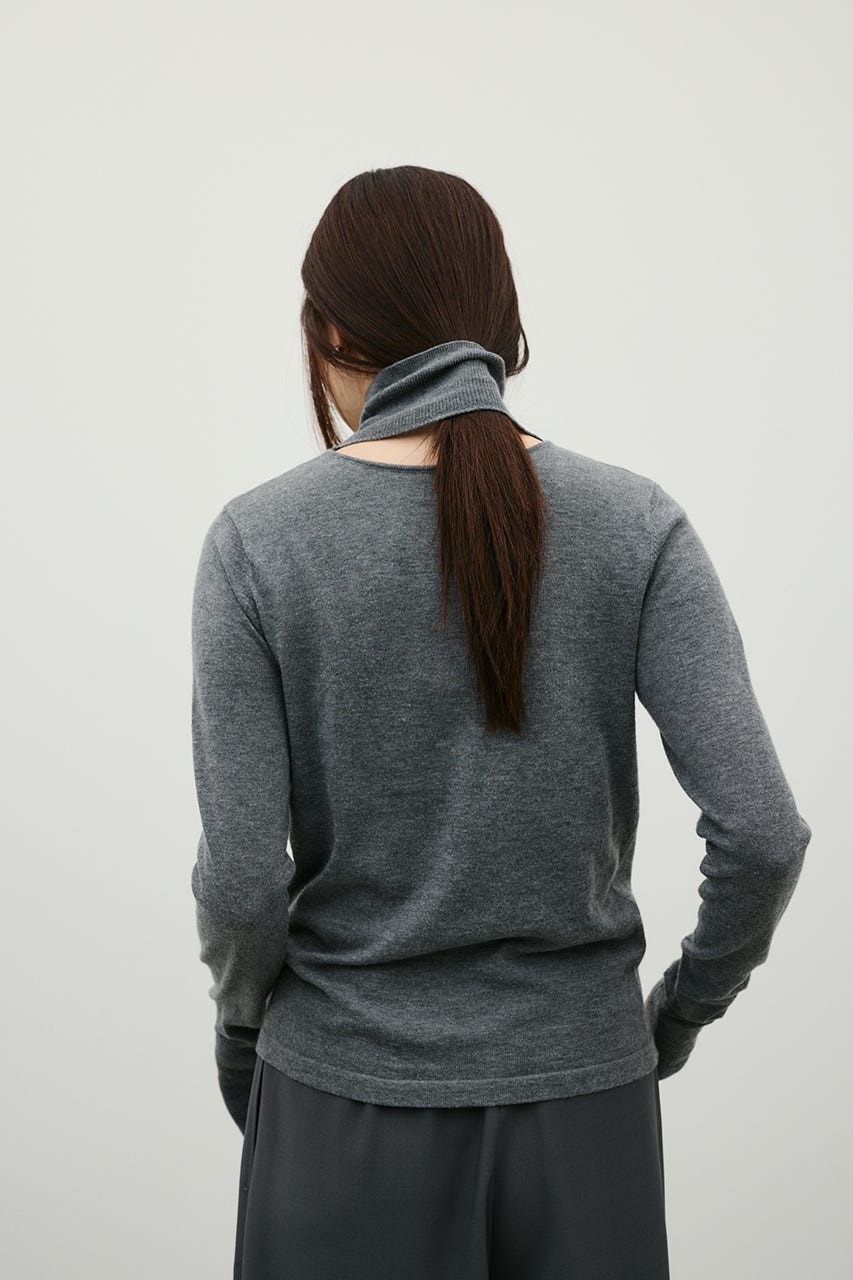 ウォッシャブル2WAYハイネックニット GRY FREE