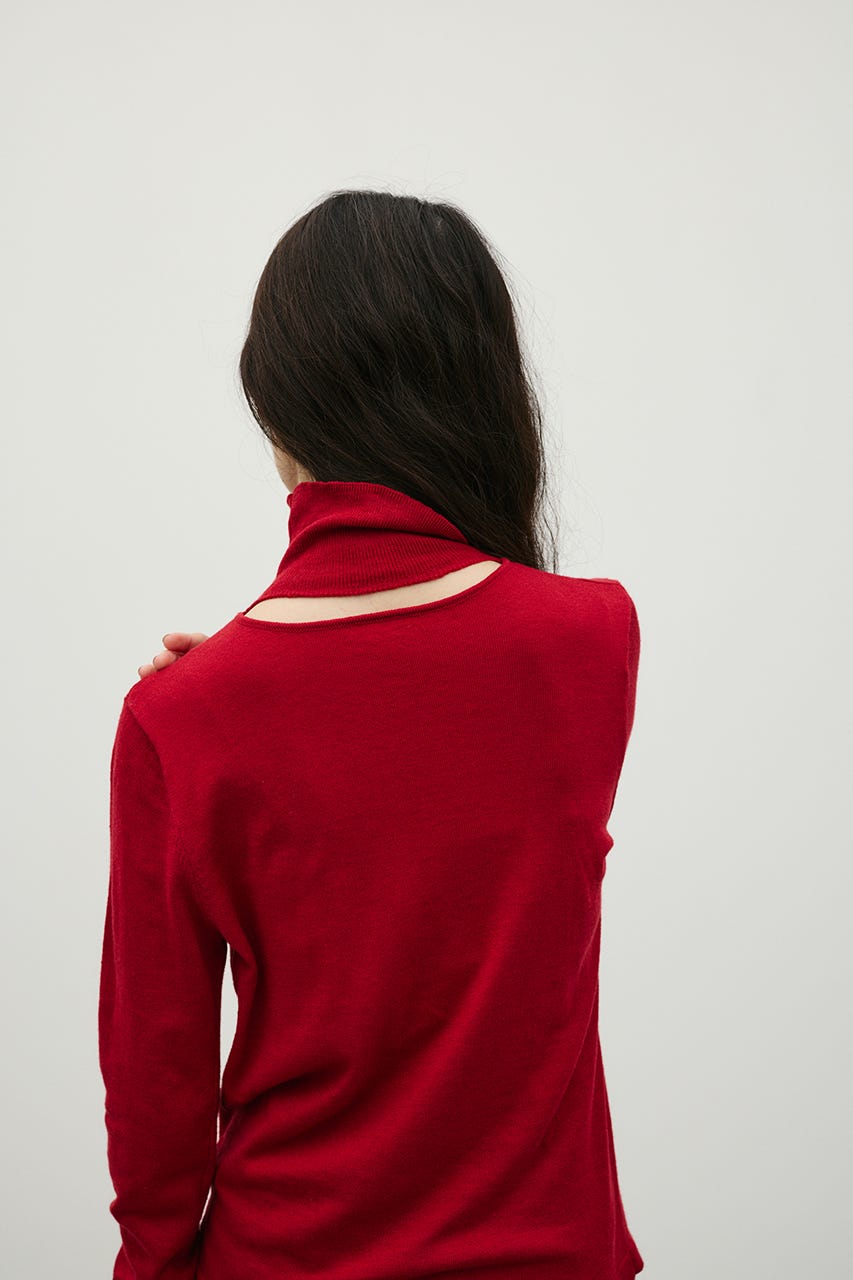 ウォッシャブル2WAYハイネックニット RED FREE