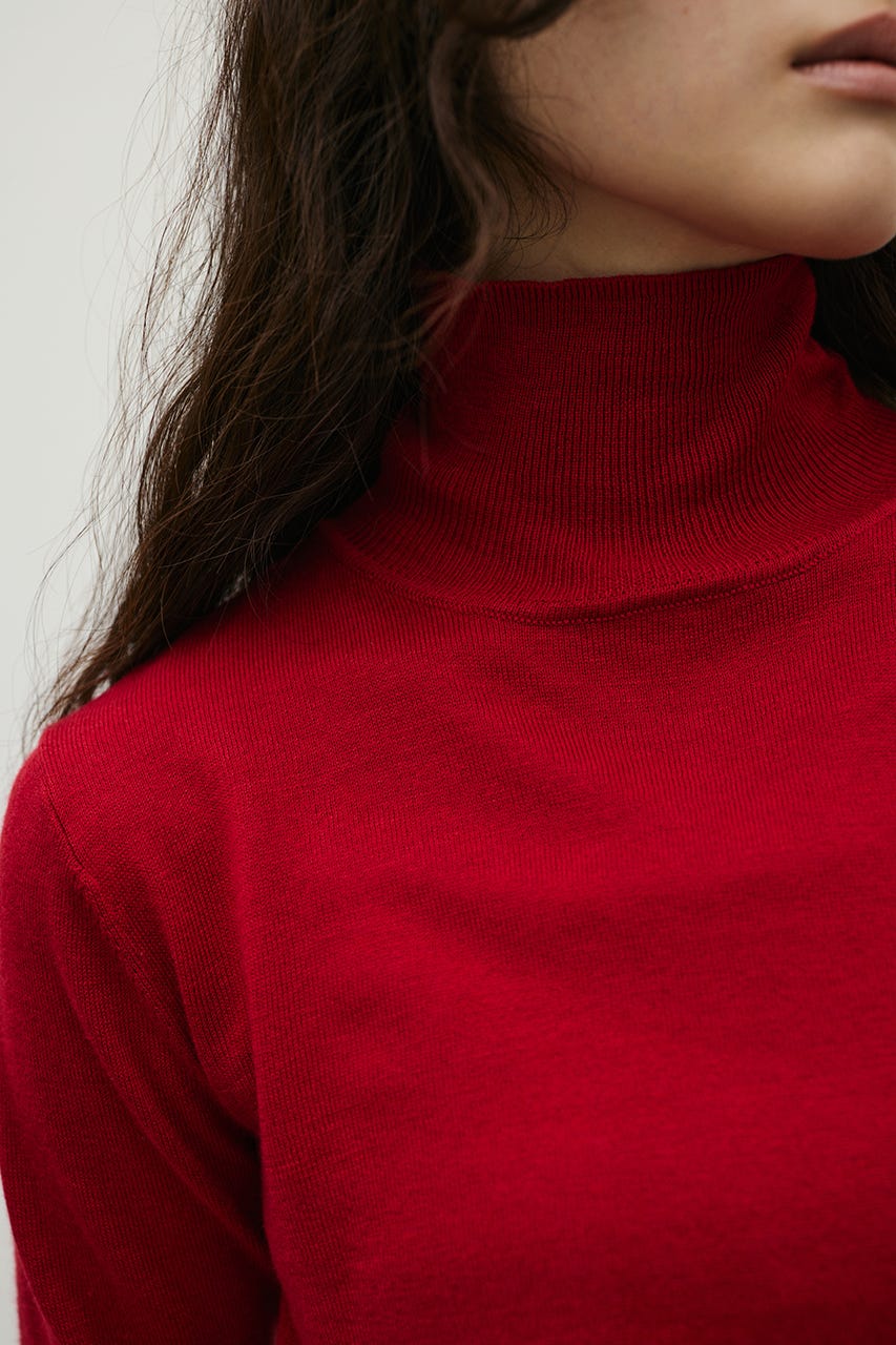 ウォッシャブル2WAYハイネックニット RED FREE