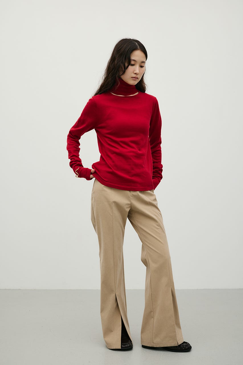 ウォッシャブル2WAYハイネックニット RED FREE