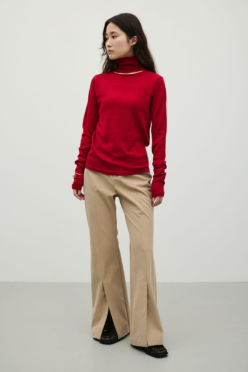 ウォッシャブル2WAYハイネックニット RED FREE