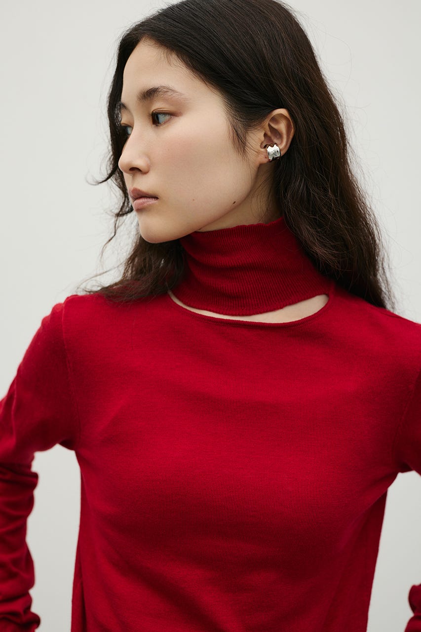 ウォッシャブル2WAYハイネックニット RED FREE