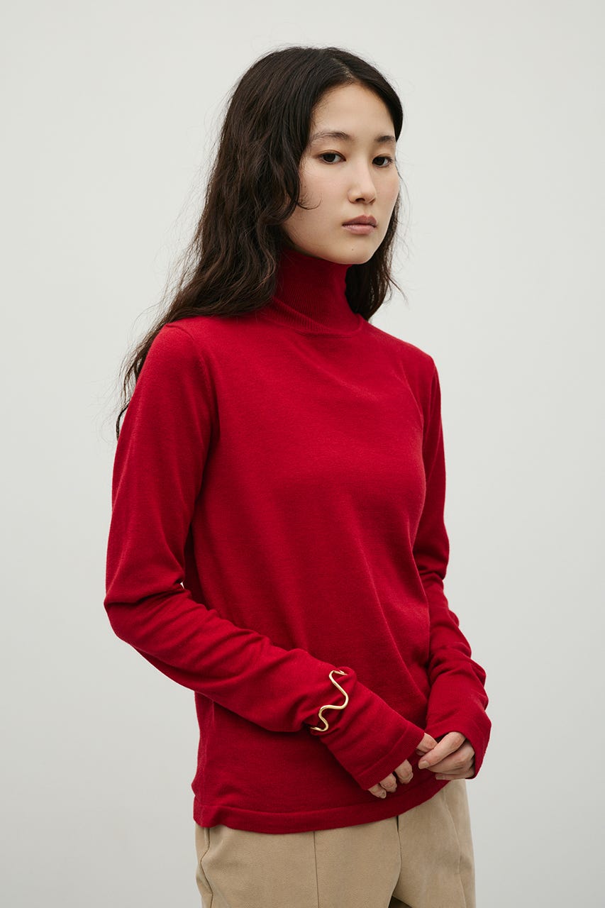 ウォッシャブル2WAYハイネックニット RED FREE