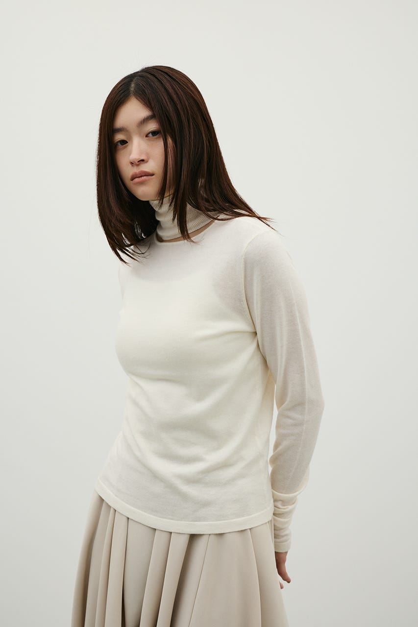 ウォッシャブル2WAYハイネックニット WHT FREE