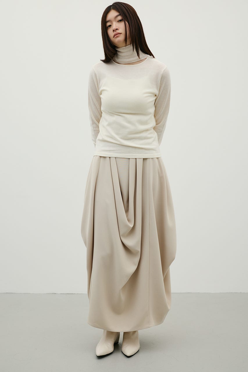 ウォッシャブル2WAYハイネックニット WHT FREE