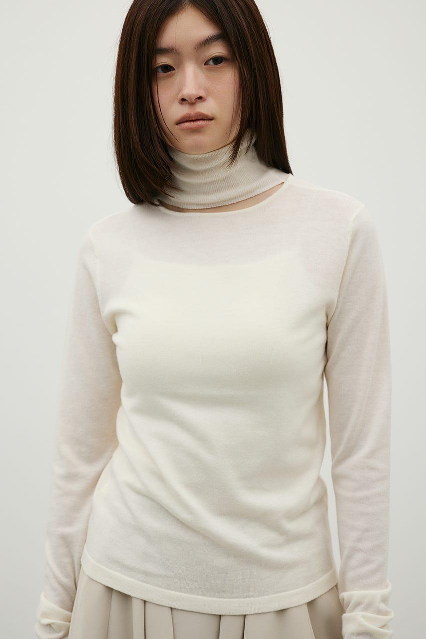 ウォッシャブル2WAYハイネックニット WHT FREE