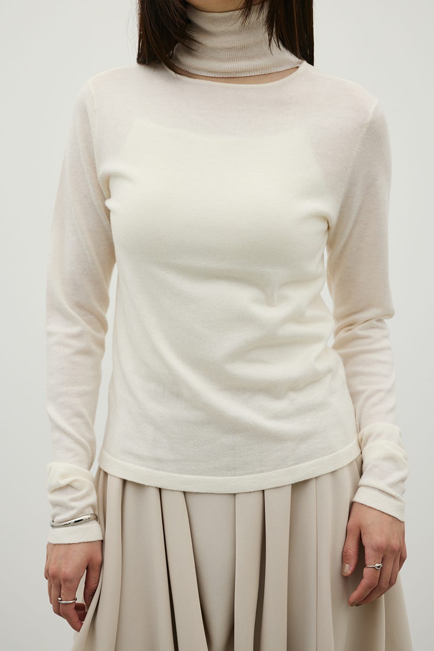 ウォッシャブル2WAYハイネックニット WHT FREE