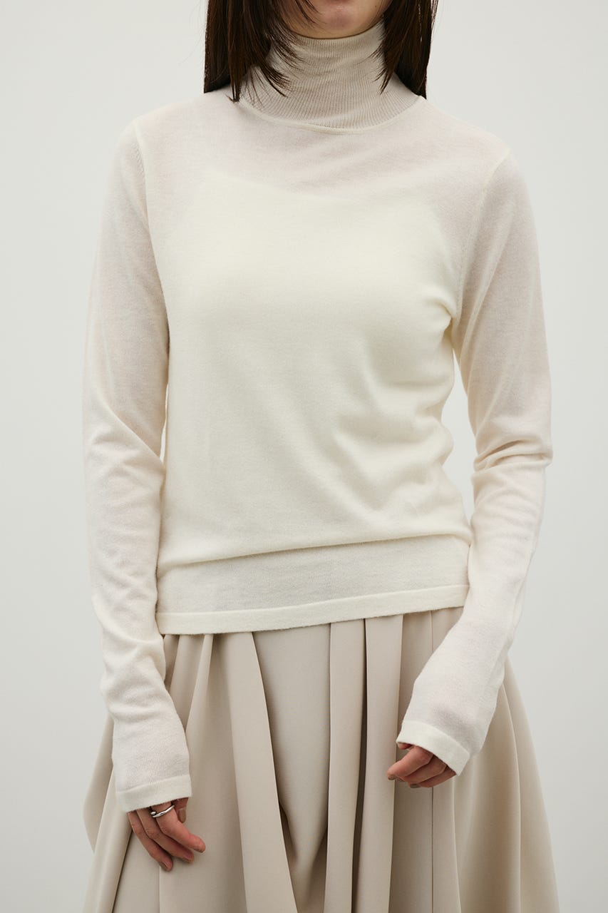 ウォッシャブル2WAYハイネックニット WHT FREE