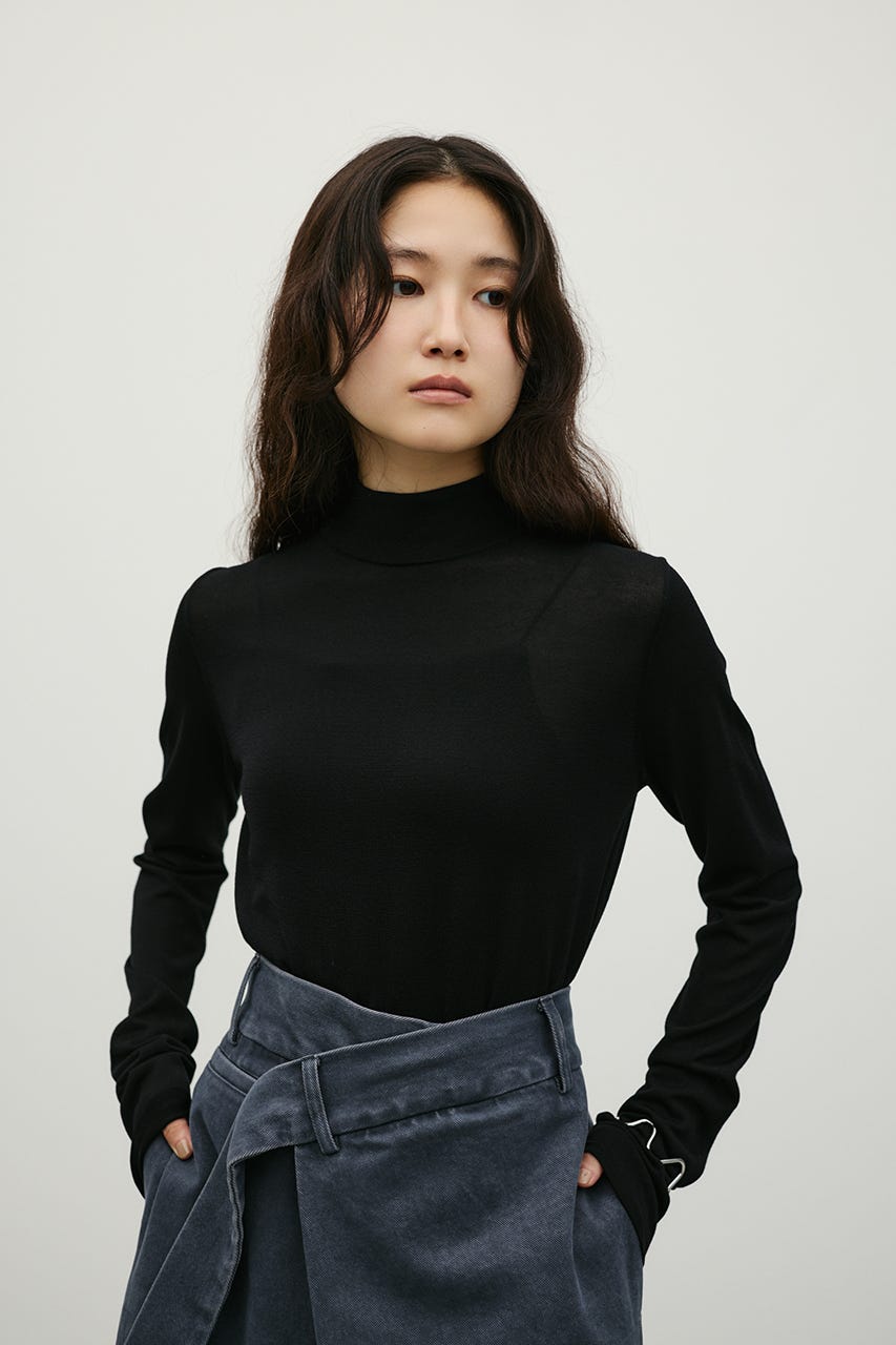 マシンウォッシャブルバックストリングニット BLK FREE