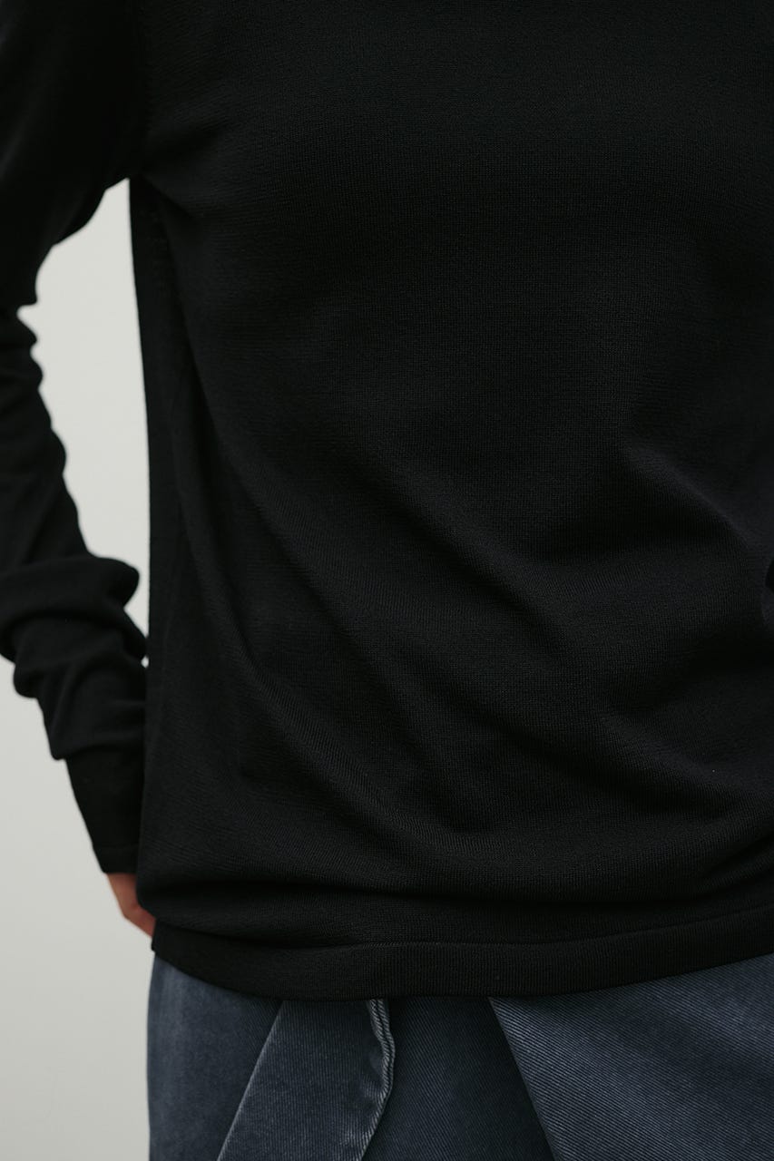 マシンウォッシャブルバックストリングニット BLK FREE
