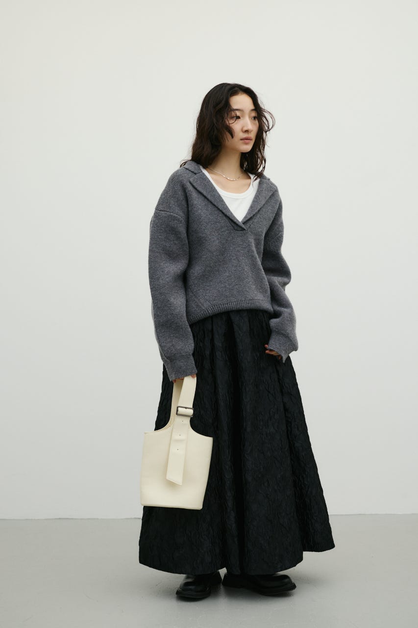 テーラーカラーニットトップ GRY FREE
