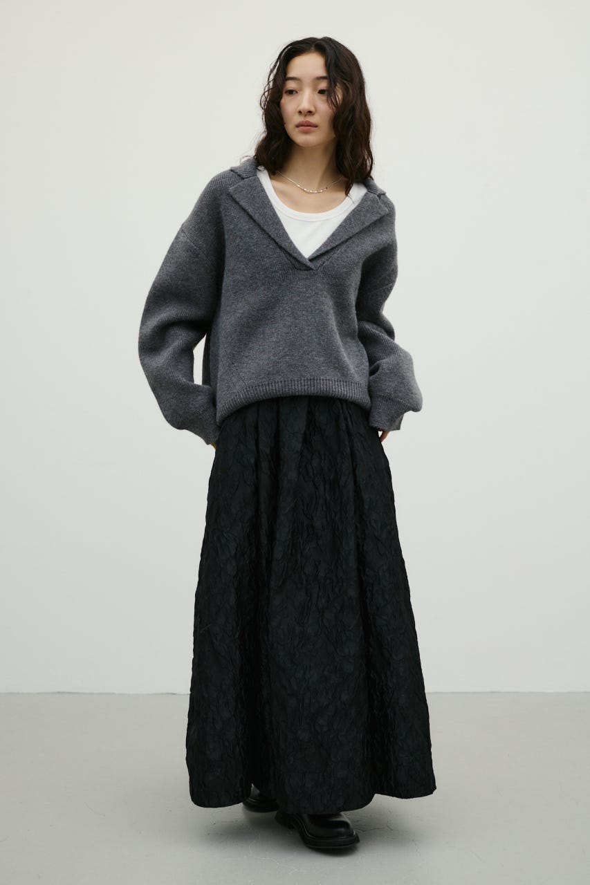 テーラーカラーニットトップ GRY FREE