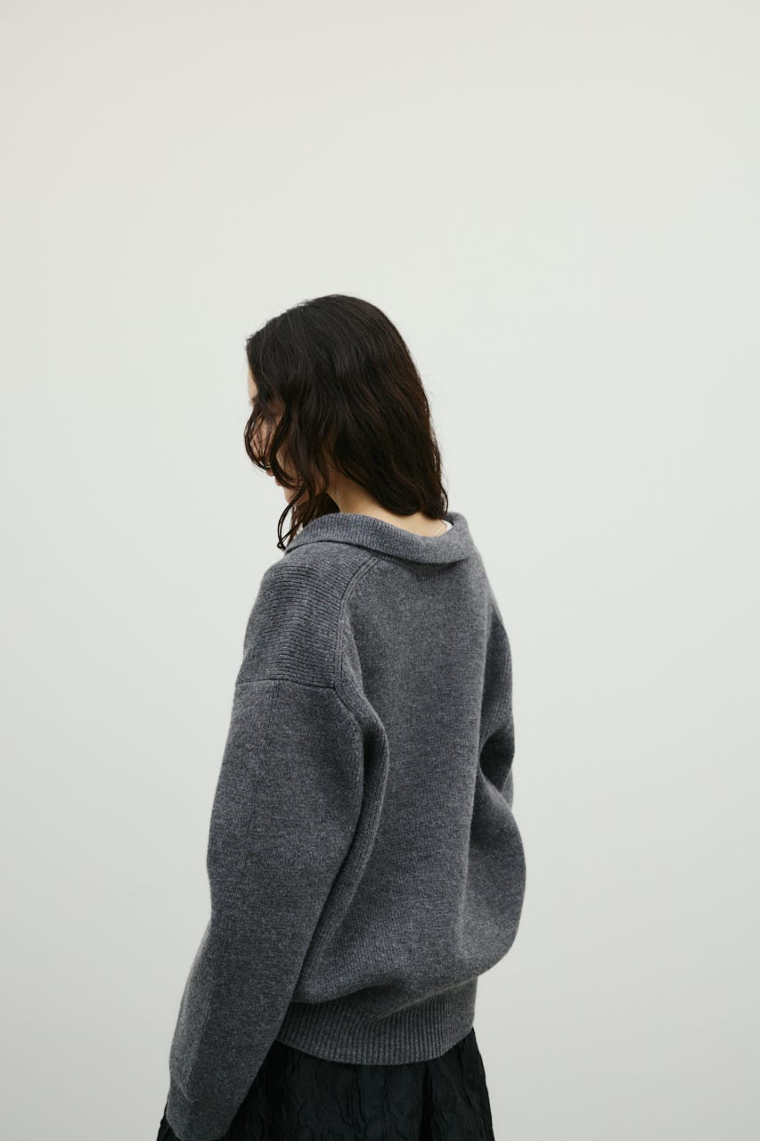 テーラーカラーニットトップ GRY FREE