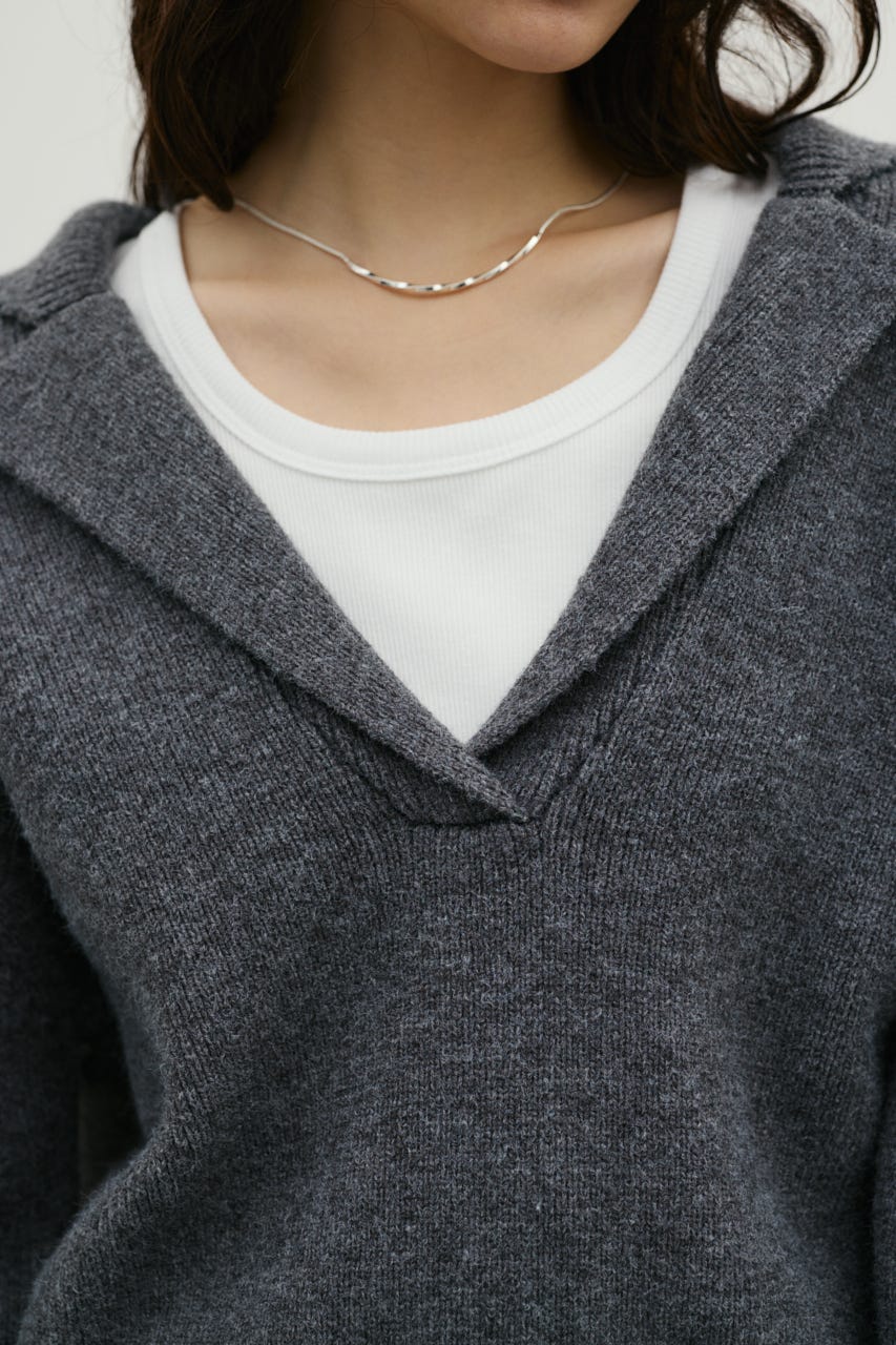 テーラーカラーニットトップ GRY FREE