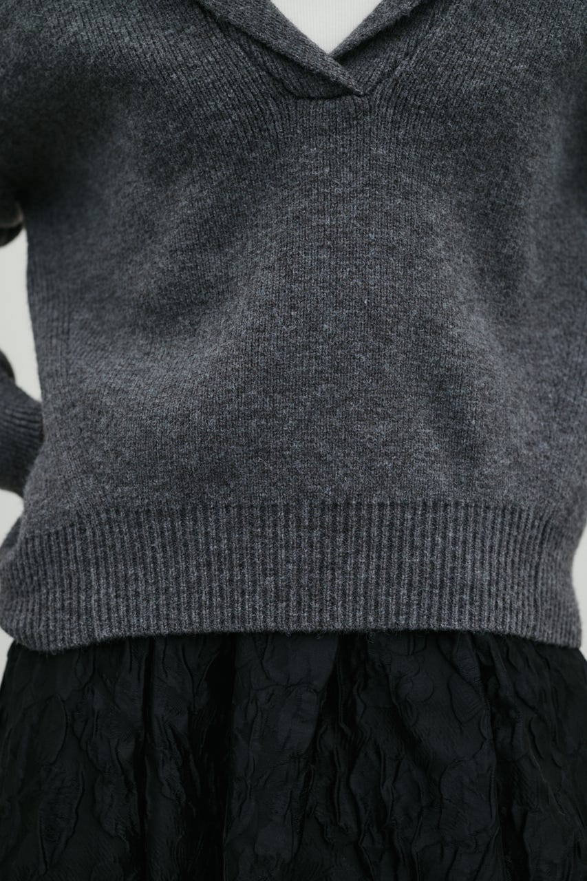 テーラーカラーニットトップ GRY FREE