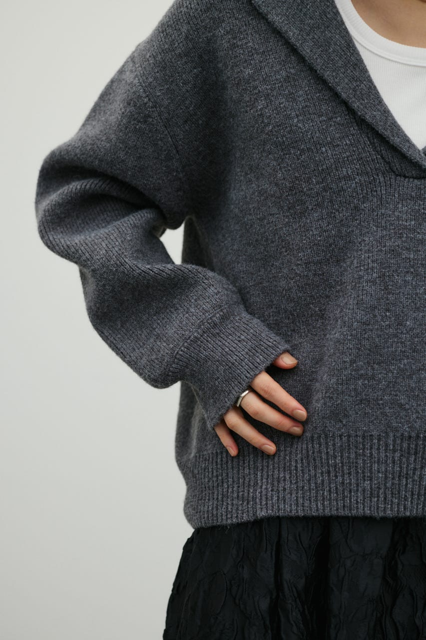 テーラーカラーニットトップ GRY FREE