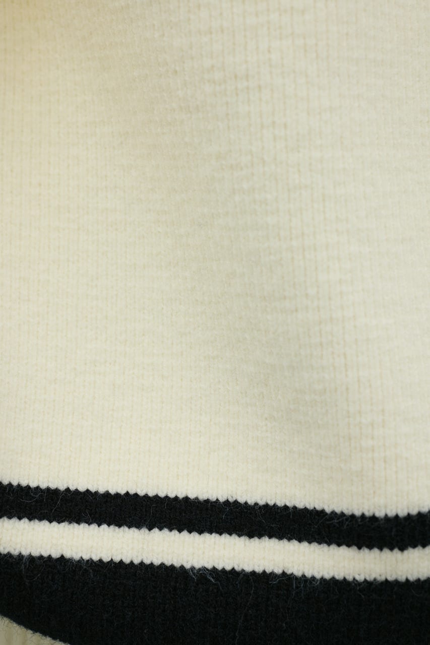 テーラーカラーニットトップ 柄WHT FREE