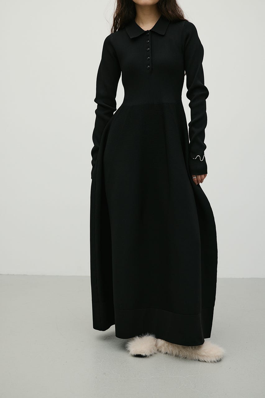 2ピースベストレイヤードワンピース BLK S