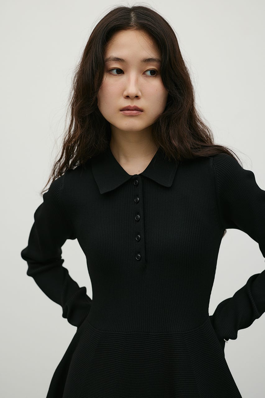 2ピースベストレイヤードワンピース BLK S