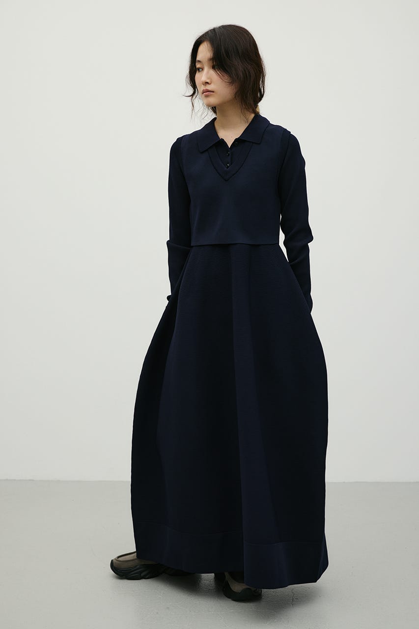 2ピースベストレイヤードワンピース NVY M