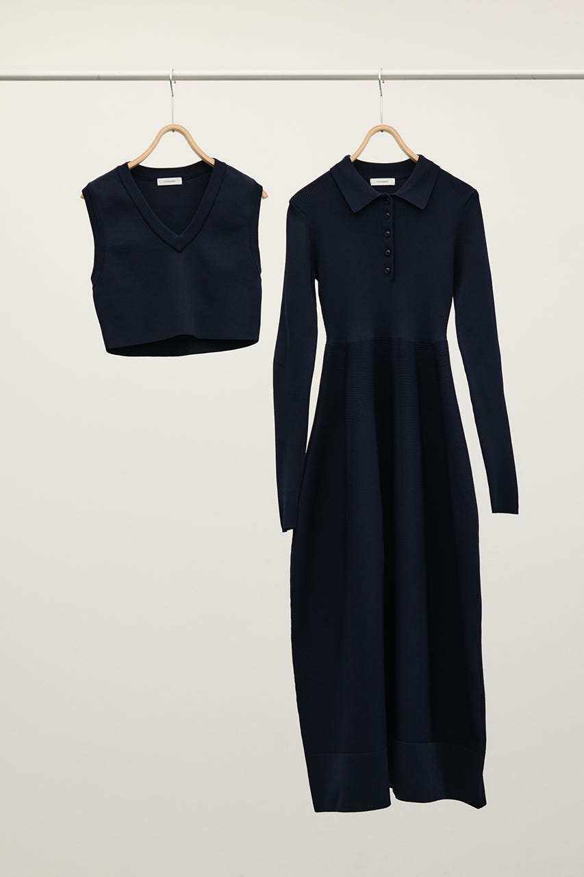 2ピースベストレイヤードワンピース NVY M