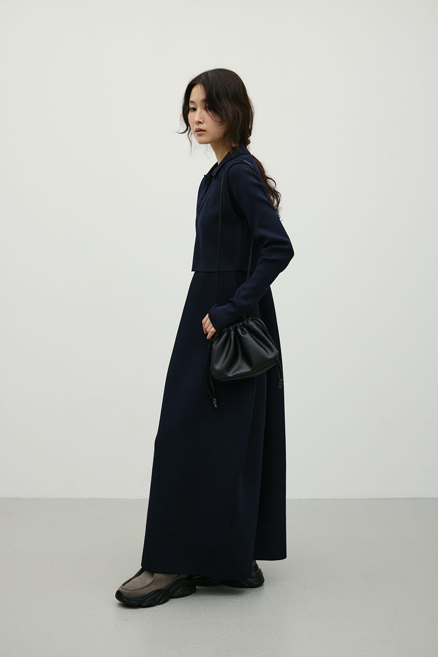 2ピースベストレイヤードワンピース NVY M
