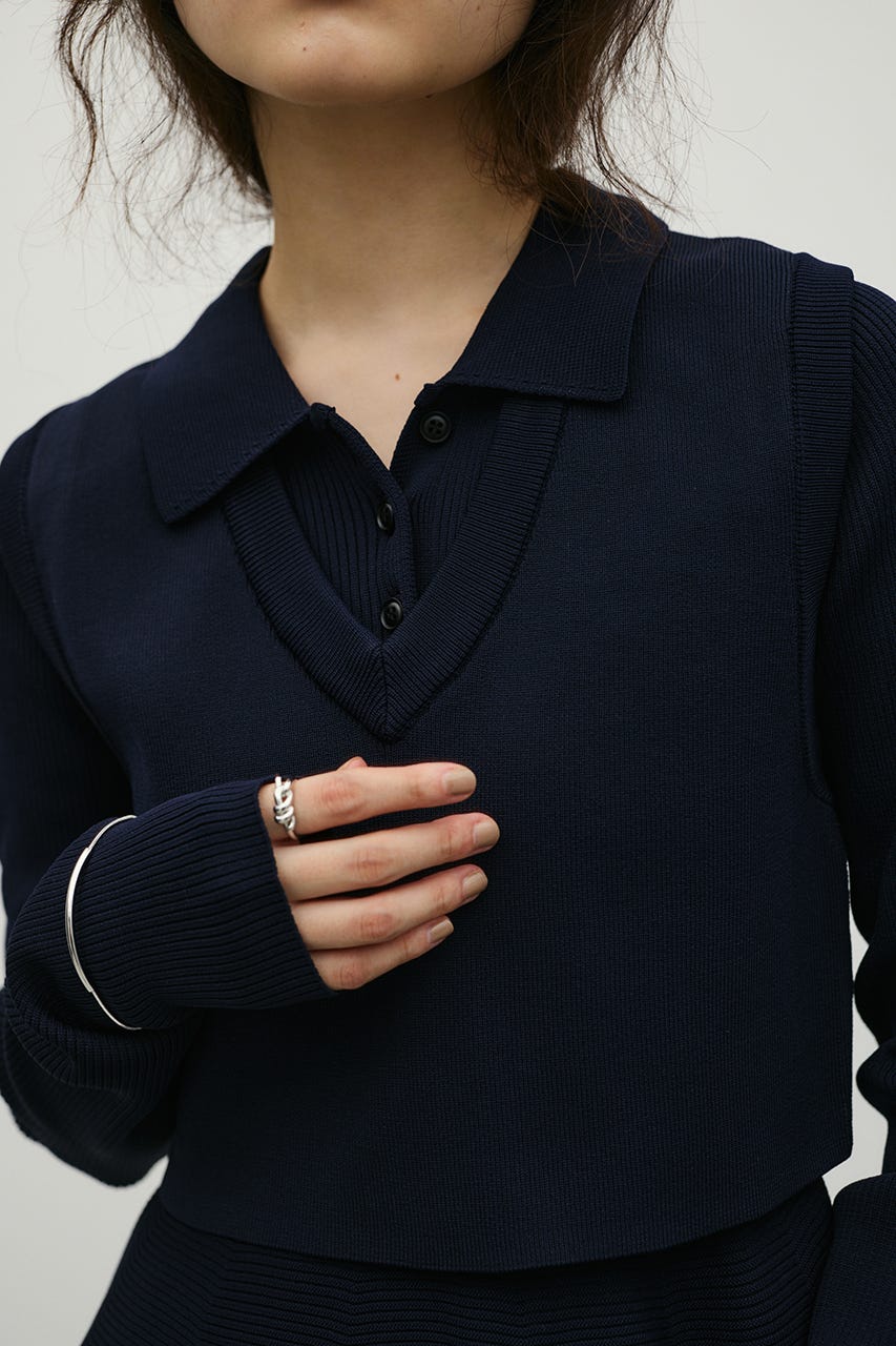 2ピースベストレイヤードワンピース NVY M