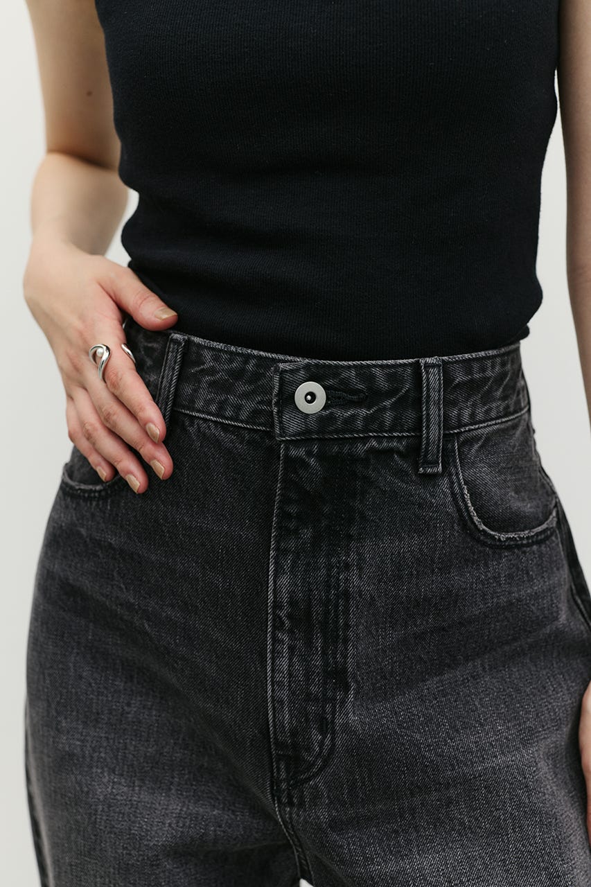 ワイドストレートデニム BLK M