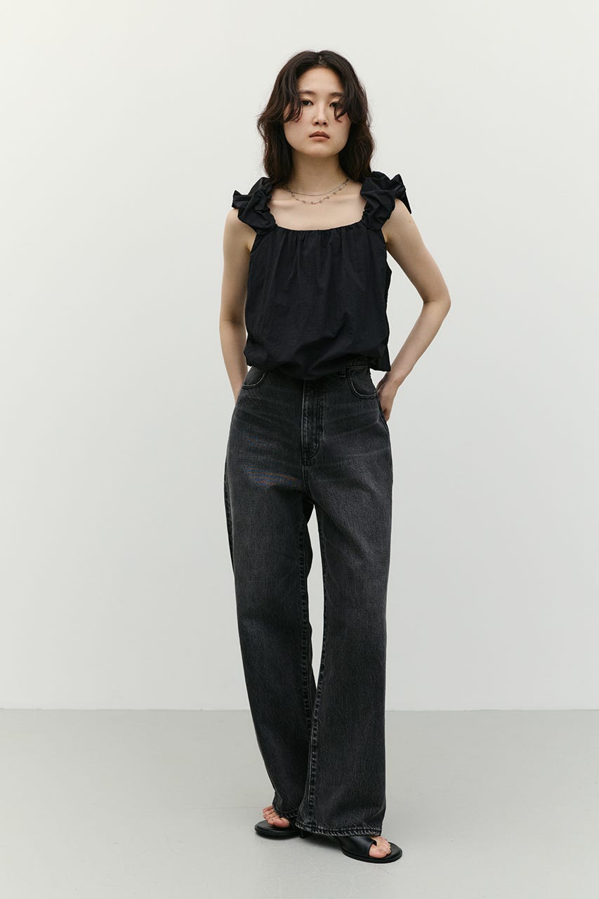 ワイドストレートデニム BLK M