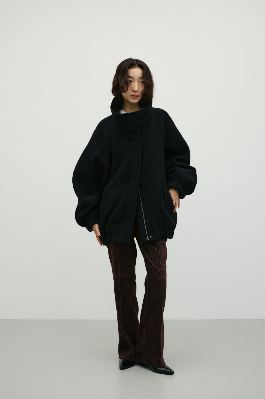 ウールZIPミディコート BLK FREE