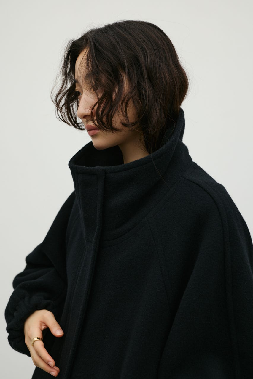 ウールZIPミディコート BLK FREE