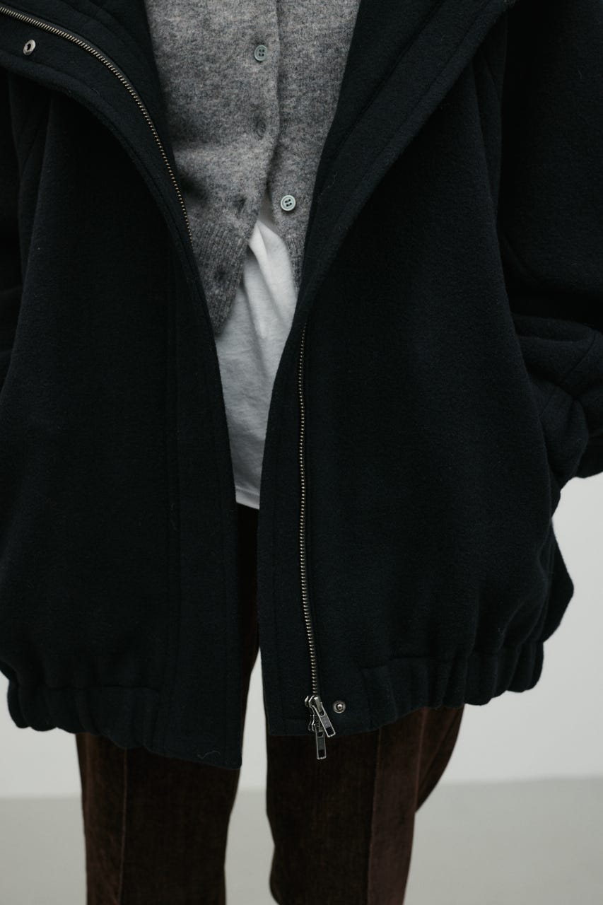 ウールZIPミディコート BLK FREE